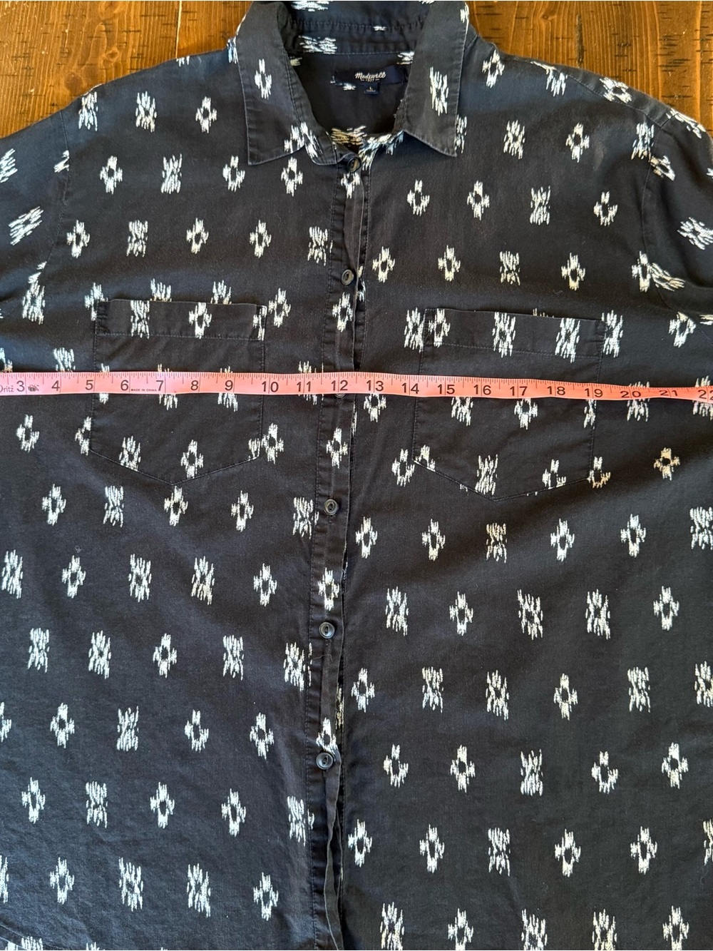 Madewell Button Down Top Black & White with Design Sz Medium EUC - Picture 7 of 9